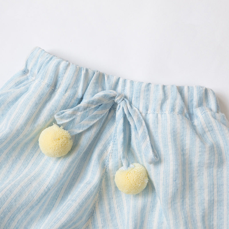 Cute Duck Baby Girl Summer Outfit Set, Separated Two-Piece Set with Sleeveless Top and Shorts, Infant Clothing for Girls