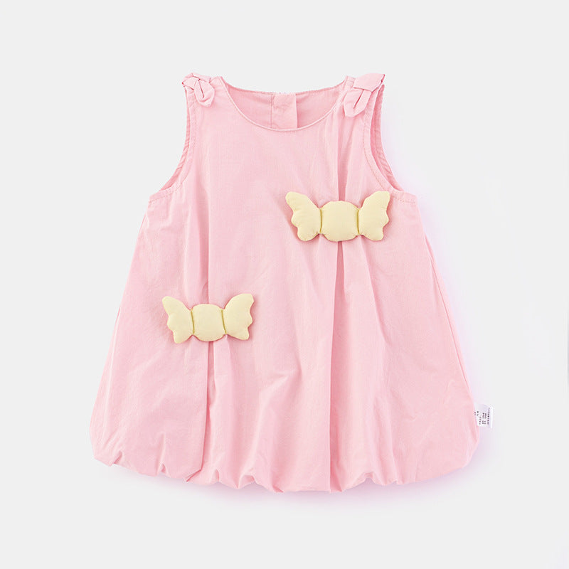 Candy Color Bubble Dress for Girls Summer New Style Sleeveless Vest Dress Children's Princess Dress