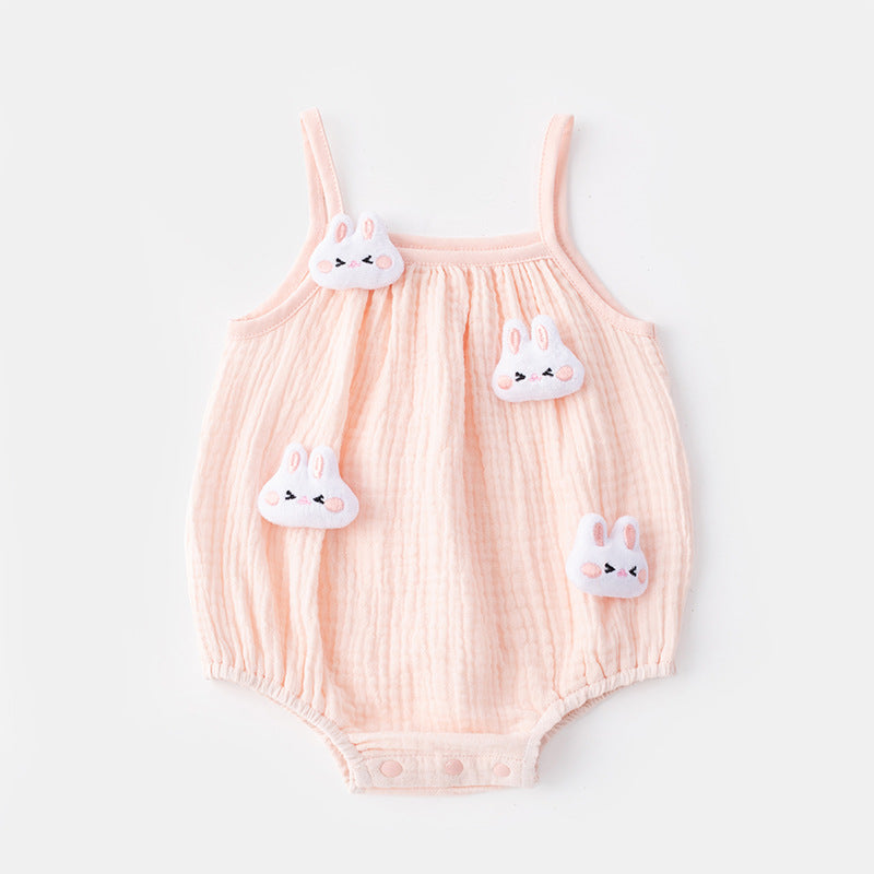 Summer Baby Girl Romper with Straps, Mushroom Design, A-Class, One-Piece Outfit