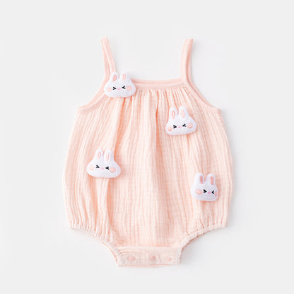 Summer Baby Girl Romper with Straps, Mushroom Design, A-Class, One-Piece Outfit