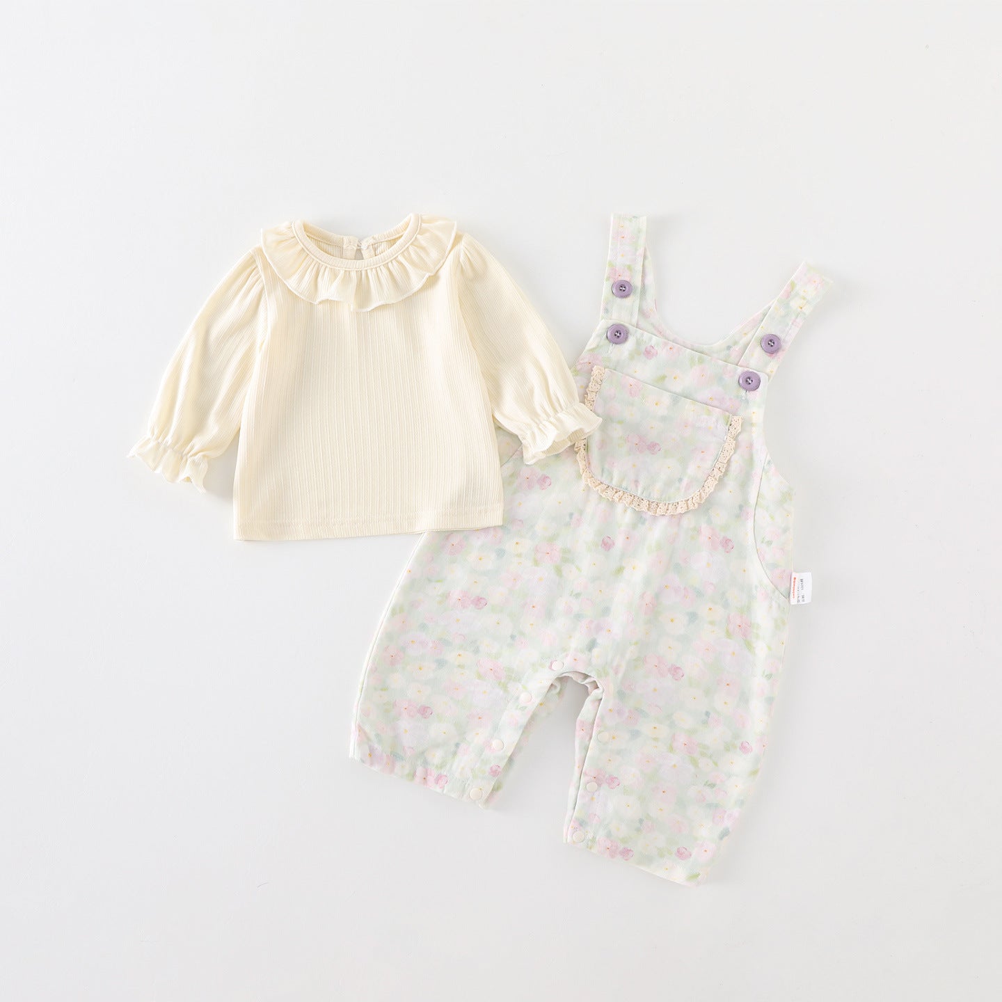 Cute Lace Peter Pan Collar Big Bow Romper Set for Baby Girls, Two-Piece Outfit, A-Class Clothing