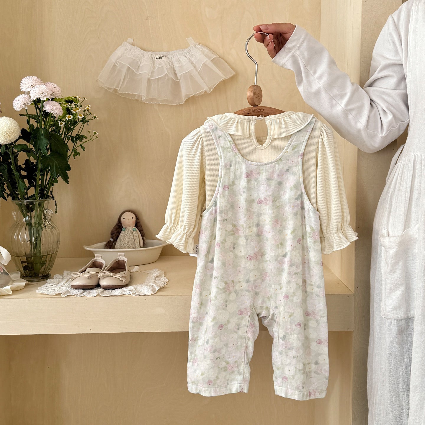 Cute Lace Peter Pan Collar Big Bow Romper Set for Baby Girls, Two-Piece Outfit, A-Class Clothing
