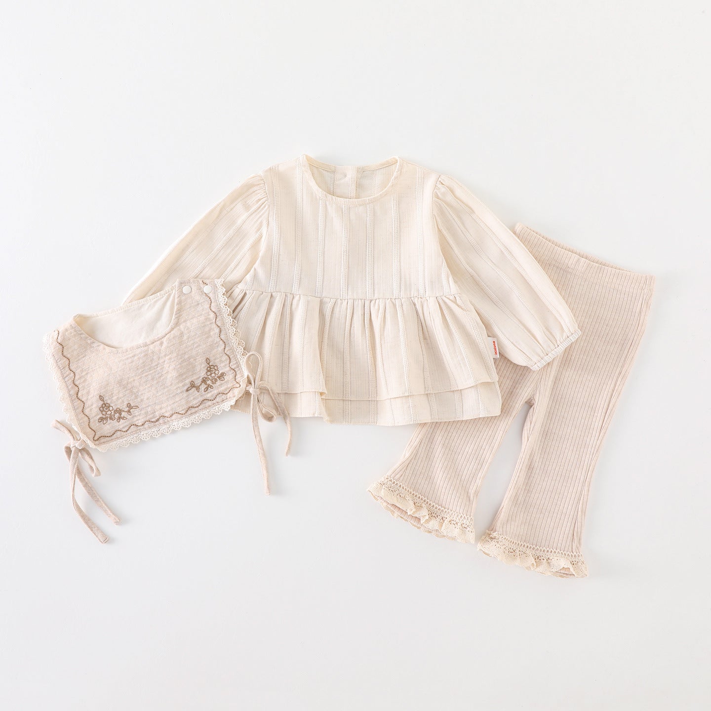 Cotton Baby Set for Toddlers Spring and Summer New Arrival, Comfortable Ruffled Knit Cardigan with Flared Pants, Two-Piece Outfit