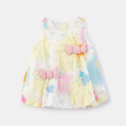 Candy Color Bubble Dress for Girls Summer New Style Sleeveless Vest Dress Children's Princess Dress